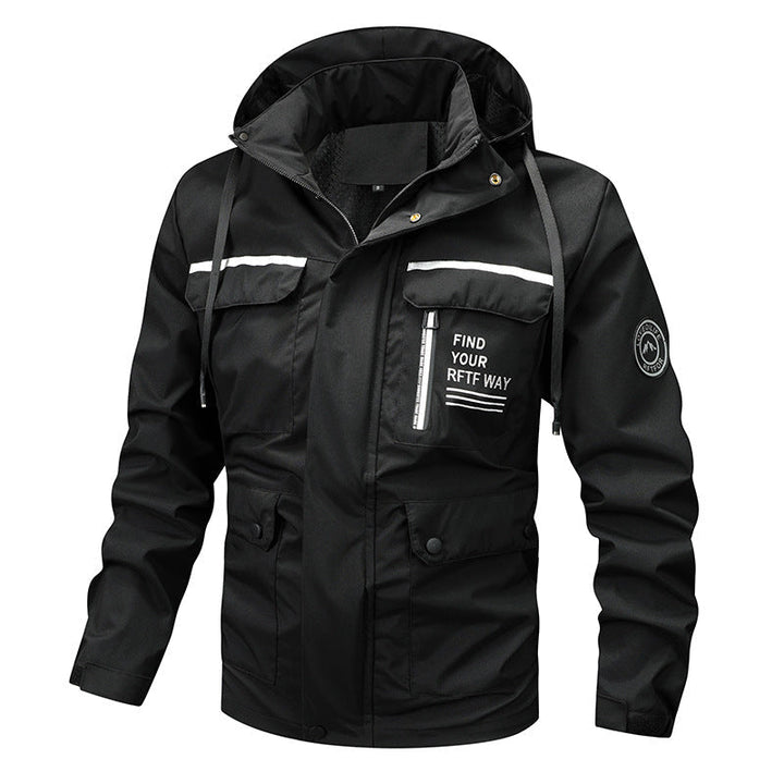 Fendrik | Herren Regenjacke mit Kapuze Winddicht - Black - Image 1