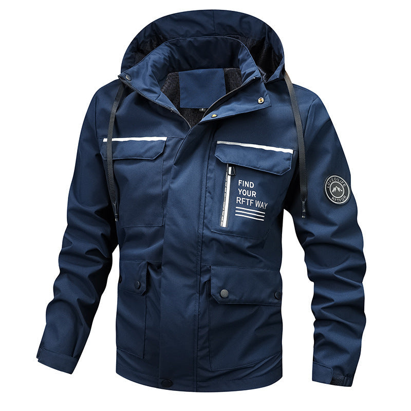 Fendrik | Herren Regenjacke mit Kapuze Winddicht - Black - Image 2
