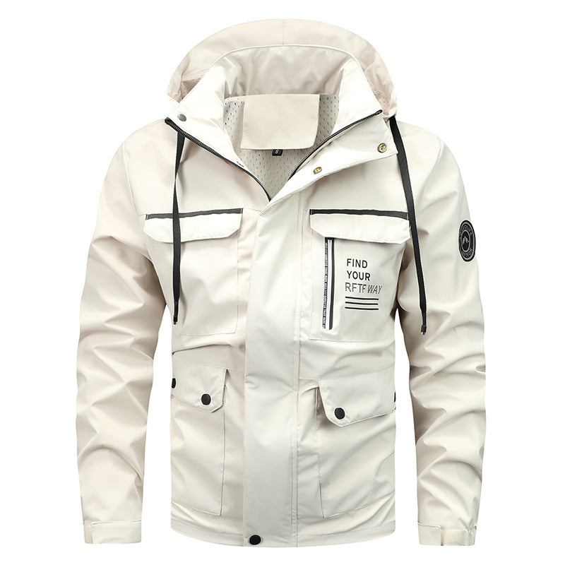 Fendrik | Herren Regenjacke mit Kapuze Winddicht - Black - Image 4