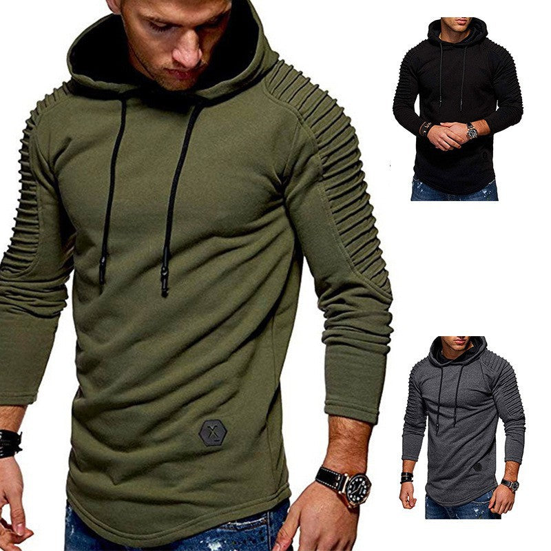 Fendwall | Herren Kapuzenpullover mit Raffärmel-Detail - Olive Green - Image 1