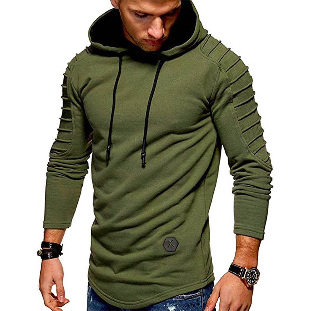 Fendwall | Herren Kapuzenpullover mit Raffärmel-Detail - Olive Green - Image 5