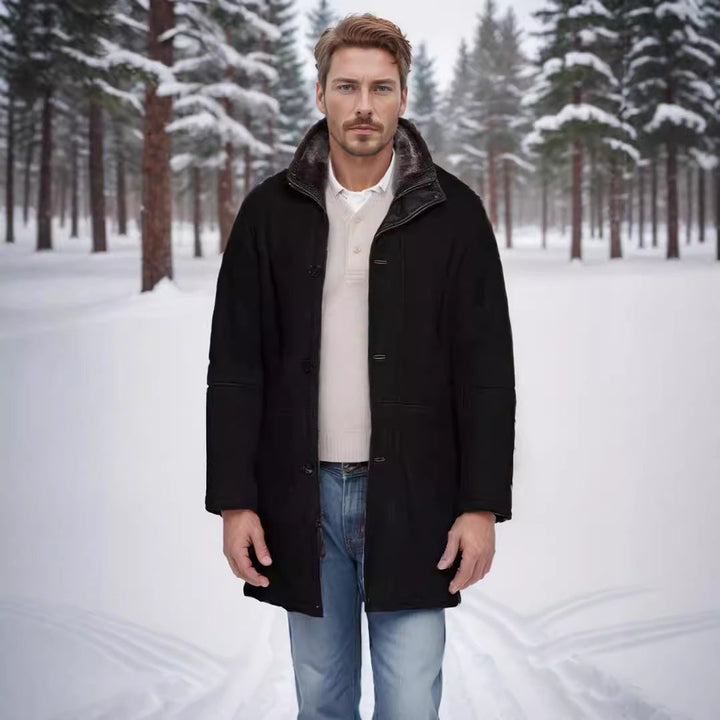Fenwald | Herren Wintermantel mit Teddykragen - Black - Image 2