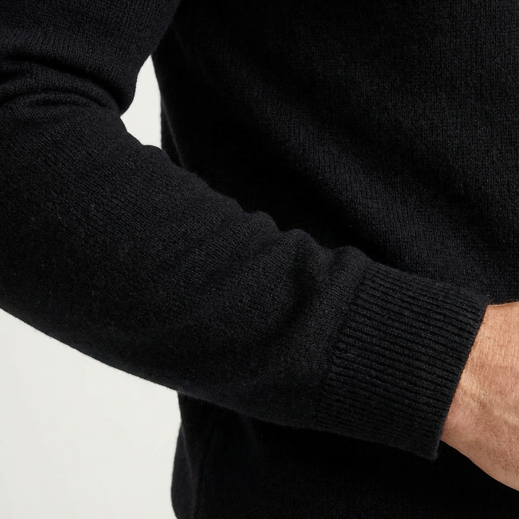 Fenward | Herren Strickpullover Quarter-Zip Stehkragen - Black - Image 3