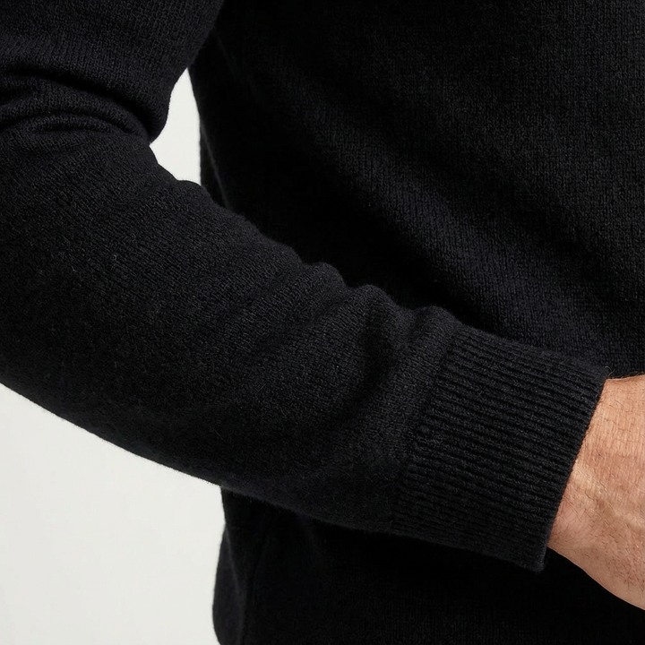 Fenward | Herren Strickpullover Quarter-Zip Stehkragen - Black - Image 3