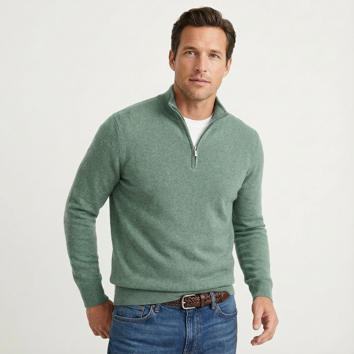 Fenward | Herren Strickpullover Quarter-Zip Stehkragen - Black - Image 7