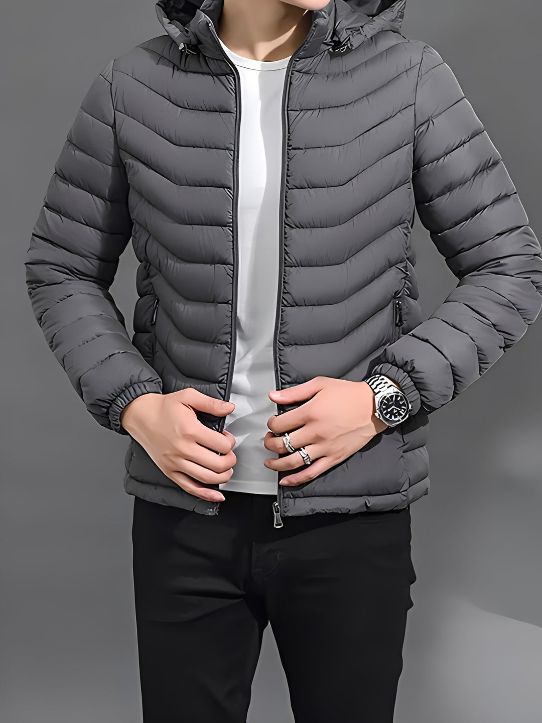 Fenwick | Herren Winterjacke Steppjacke mit Kapuze - Black - Image 7