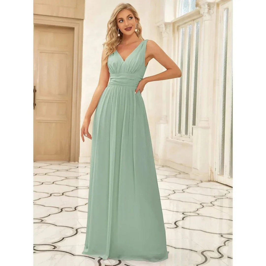 Freya | Damen Langes Abendkleid V-Ausschnitt A-Linie - Image 1