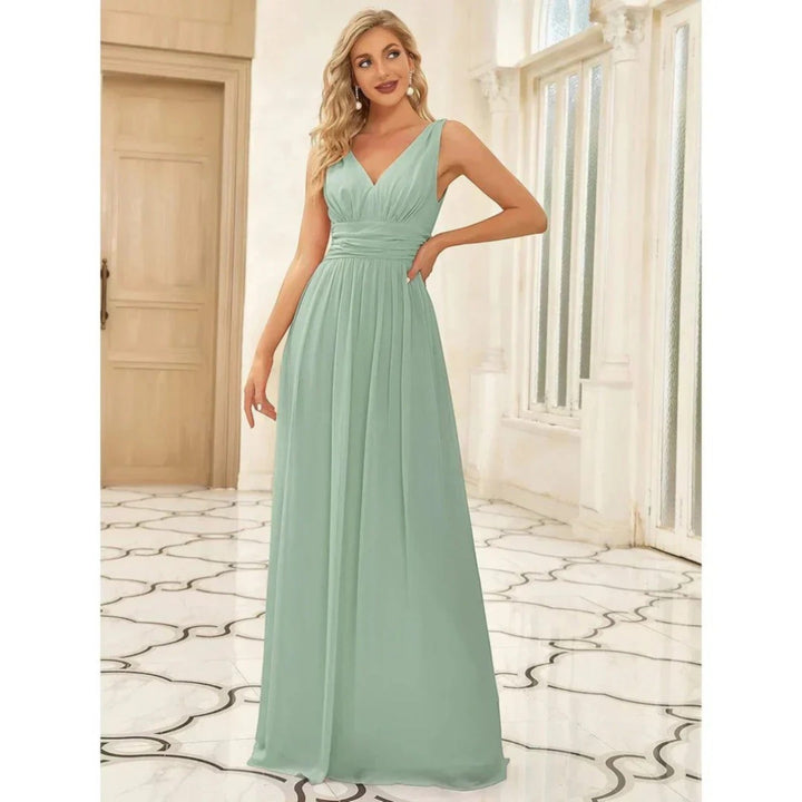 Freya | Damen Langes Abendkleid V-Ausschnitt A-Linie - Image 1