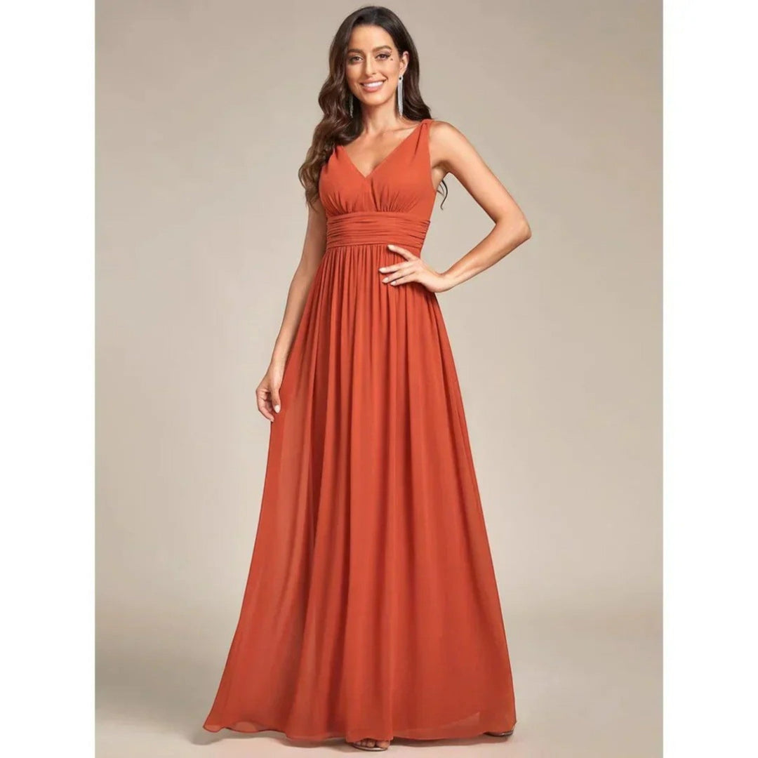 Freya | Damen Langes Abendkleid V-Ausschnitt A-Linie - Image 3