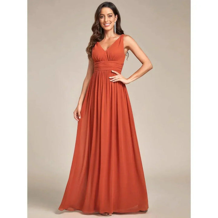 Freya | Damen Langes Abendkleid V-Ausschnitt A-Linie - Image 3