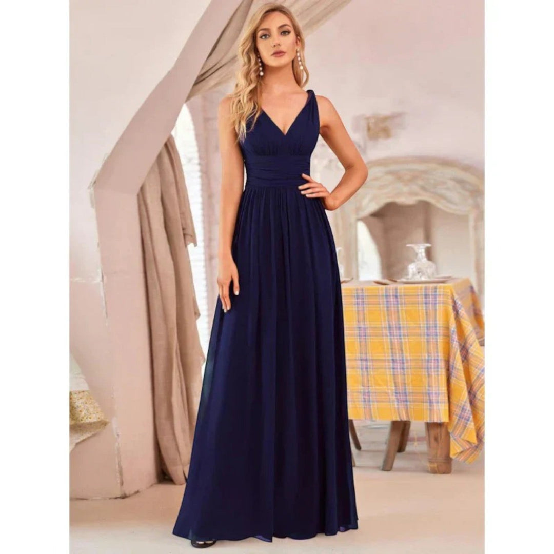 Freya | Damen Langes Abendkleid V-Ausschnitt A-Linie - Image 4