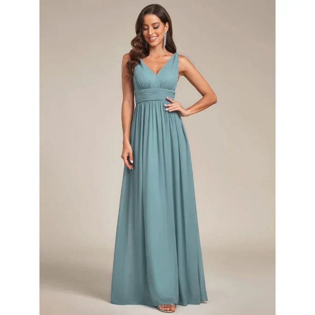 Freya | Damen Langes Abendkleid V-Ausschnitt A-Linie - Image 5