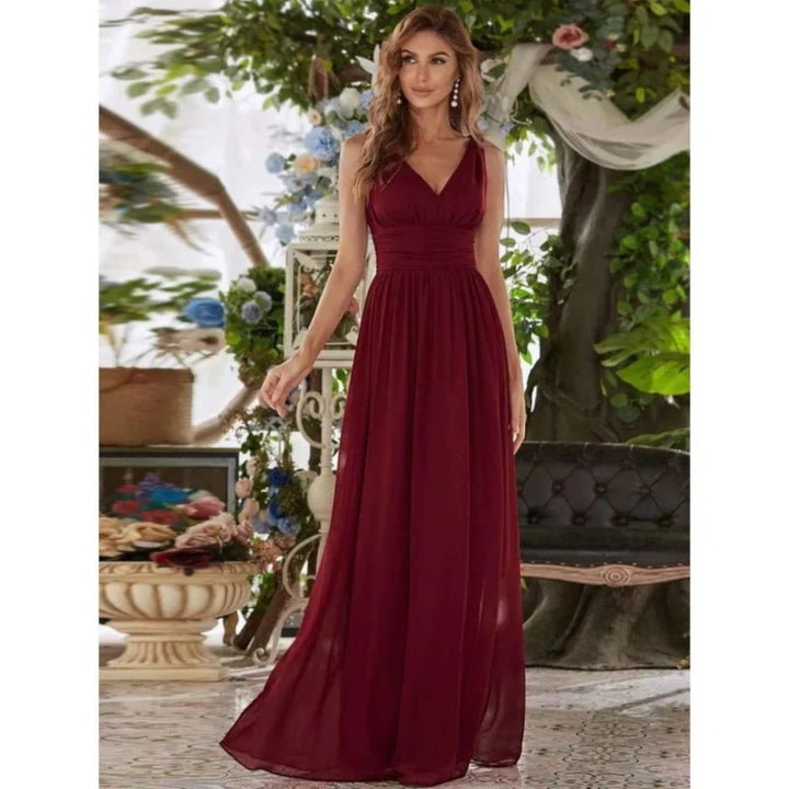 Freya | Damen Langes Abendkleid V-Ausschnitt A-Linie - Image 7