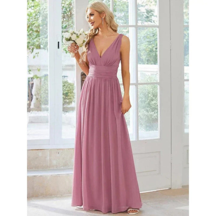 Freya | Damen Langes Abendkleid V-Ausschnitt A-Linie - Image 8