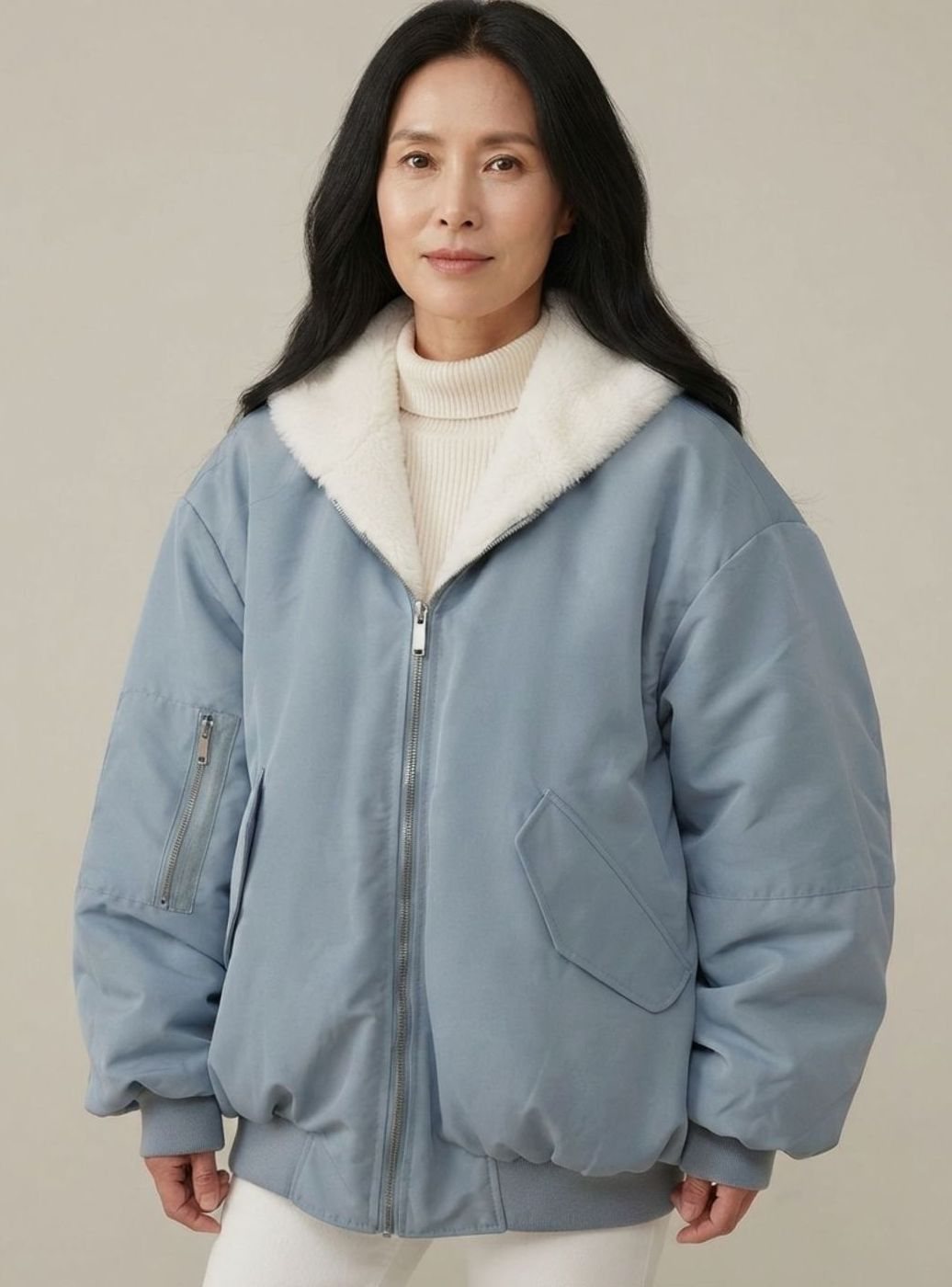 Freydis | Damen Übergangsjacke Wende-Bomberjacke gefüttert - Light Blue - Image 14