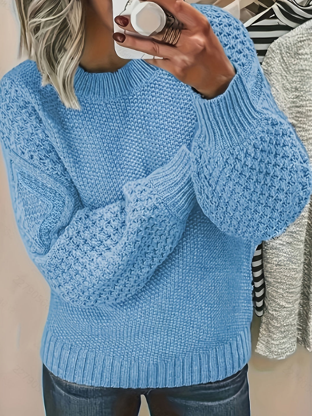 Freydis | Damen Strickpullover mit Zopfmuster - Light Pink - Image 7