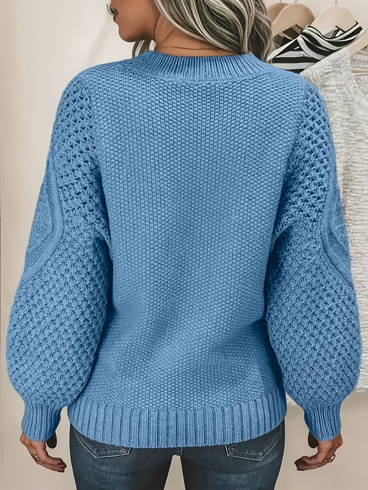 Freydis | Damen Strickpullover mit Zopfmuster - Light Pink - Image 8