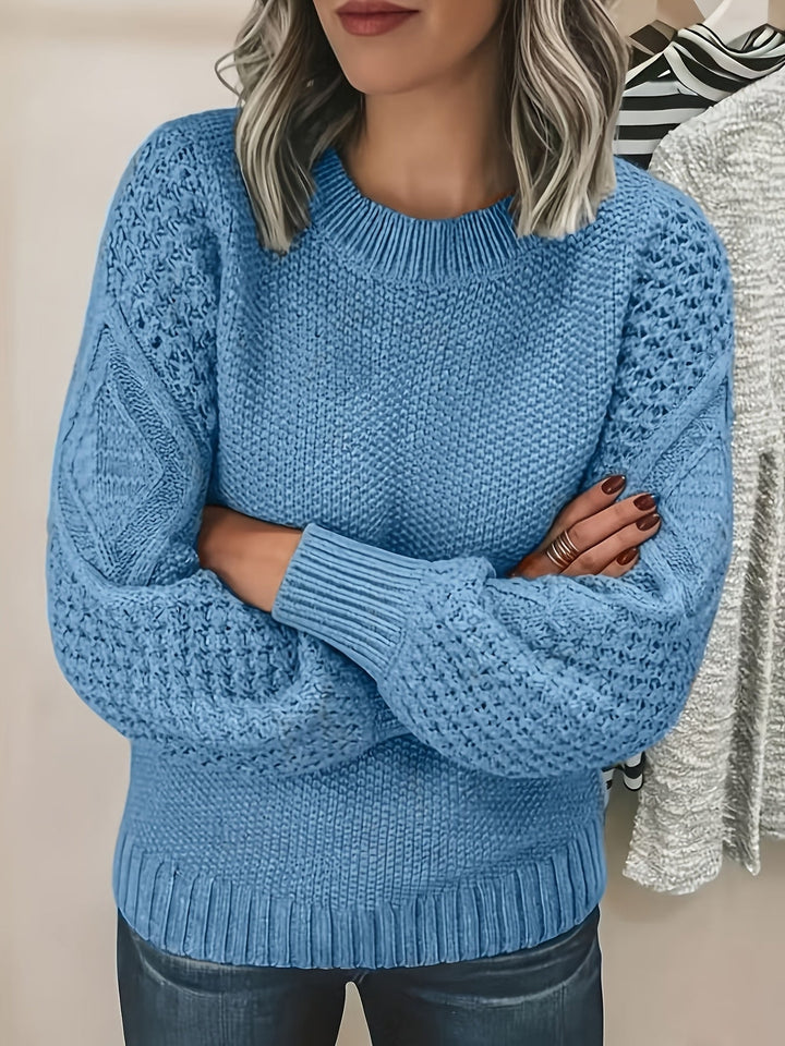 Freydis | Damen Strickpullover mit Zopfmuster - Light Pink - Image 9