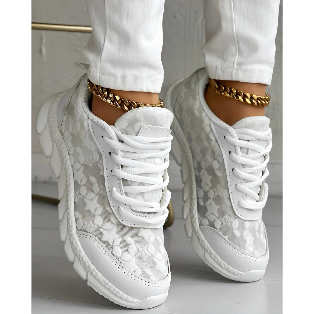 Freynja | Damen Sneaker Weiß Spitze Chunky - White - Image 1
