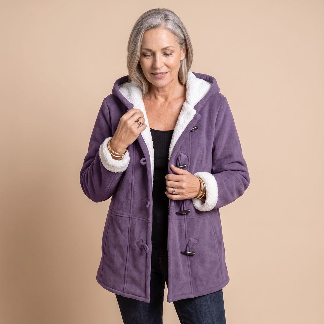 Freysolde | Damen Winterjacke Kapuze Sherpa-Futter - Olive Green - Image 6