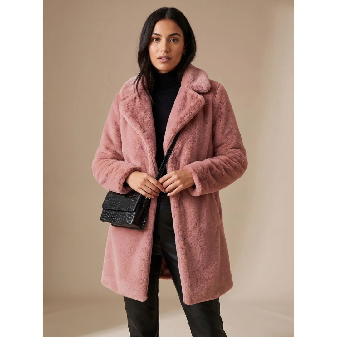 Freysolka | Damen Winterjacke Teddyfell Lang - Beige - Image 6
