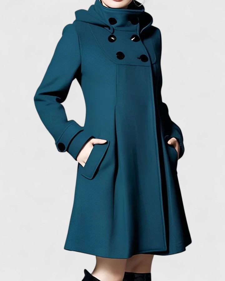 Freywald | Damen Wintermantel mit Kapuze A-Linie - Teal - Image 1