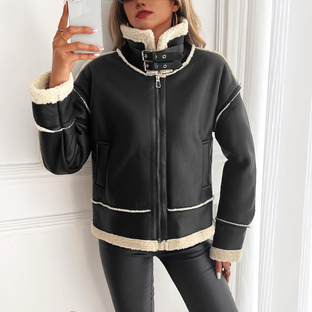 Freywind | Damen Kunstleder Jacke mit Teddyfutter - Black - Image 1