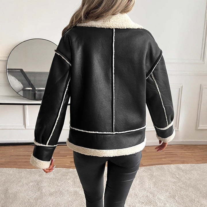 Freywind | Damen Kunstleder Jacke mit Teddyfutter - Black - Image 2