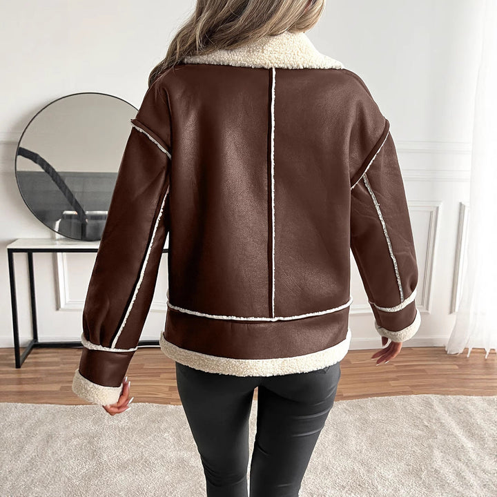 Freywind | Damen Kunstleder Jacke mit Teddyfutter - Black - Image 4