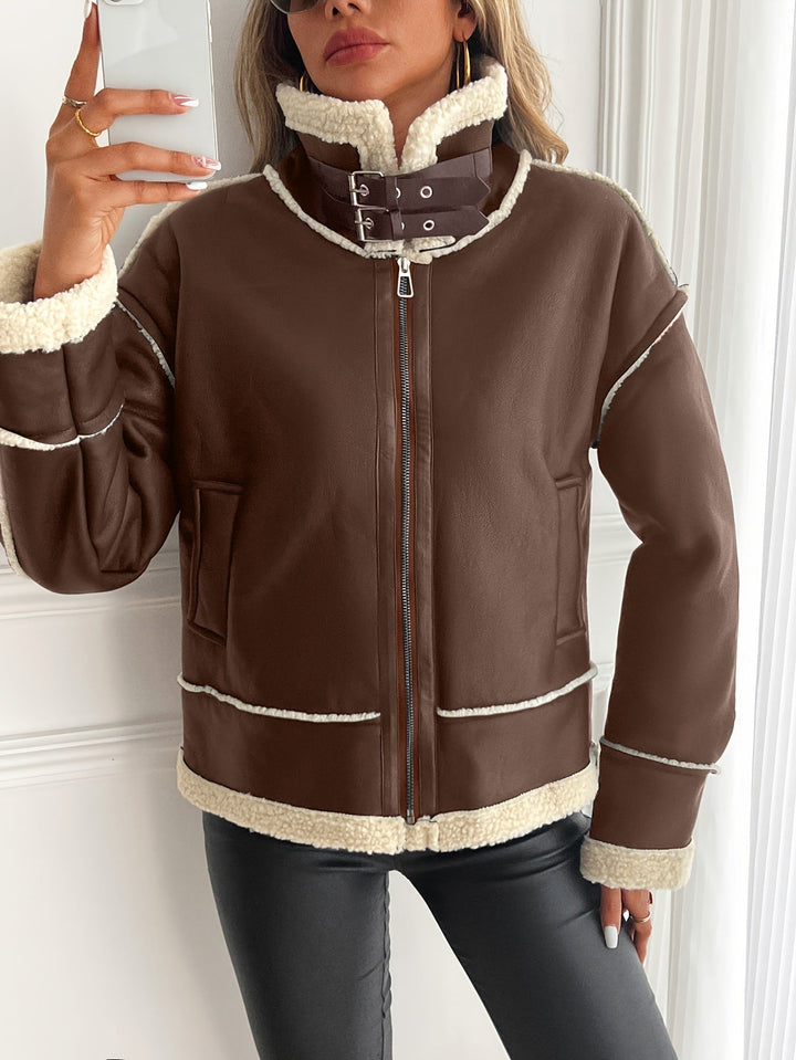 Freywind | Damen Kunstleder Jacke mit Teddyfutter - Black - Image 7