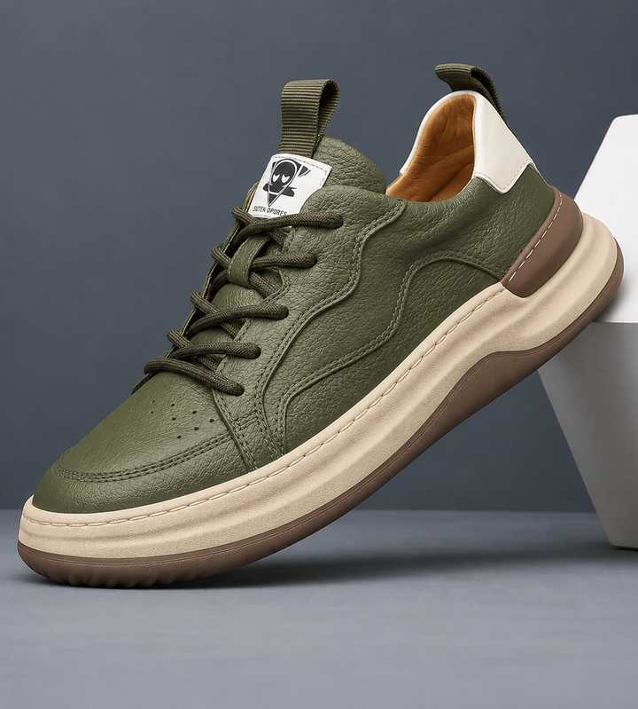 Garveld | Herren Leder Sneaker Schnürschuhe - Olive Green - Image 1