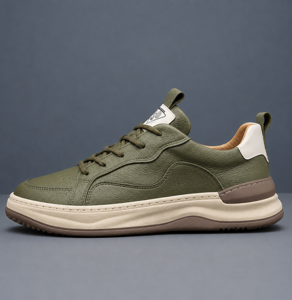 Garveld | Herren Leder Sneaker Schnürschuhe - Olive Green - Image 2