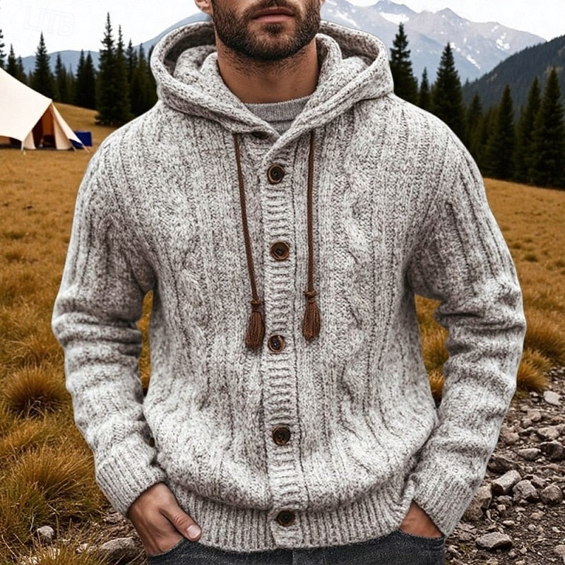Garveld | Herren Strickjacke mit Kapuze - Light Grey - Image 1