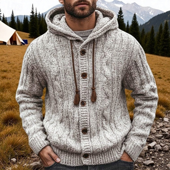 Garveld | Herren Strickjacke mit Kapuze - Light Grey - Image 1