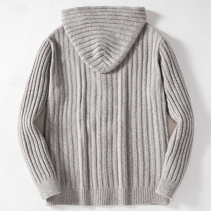Garveld | Herren Strickjacke mit Kapuze - Light Grey - Image 4