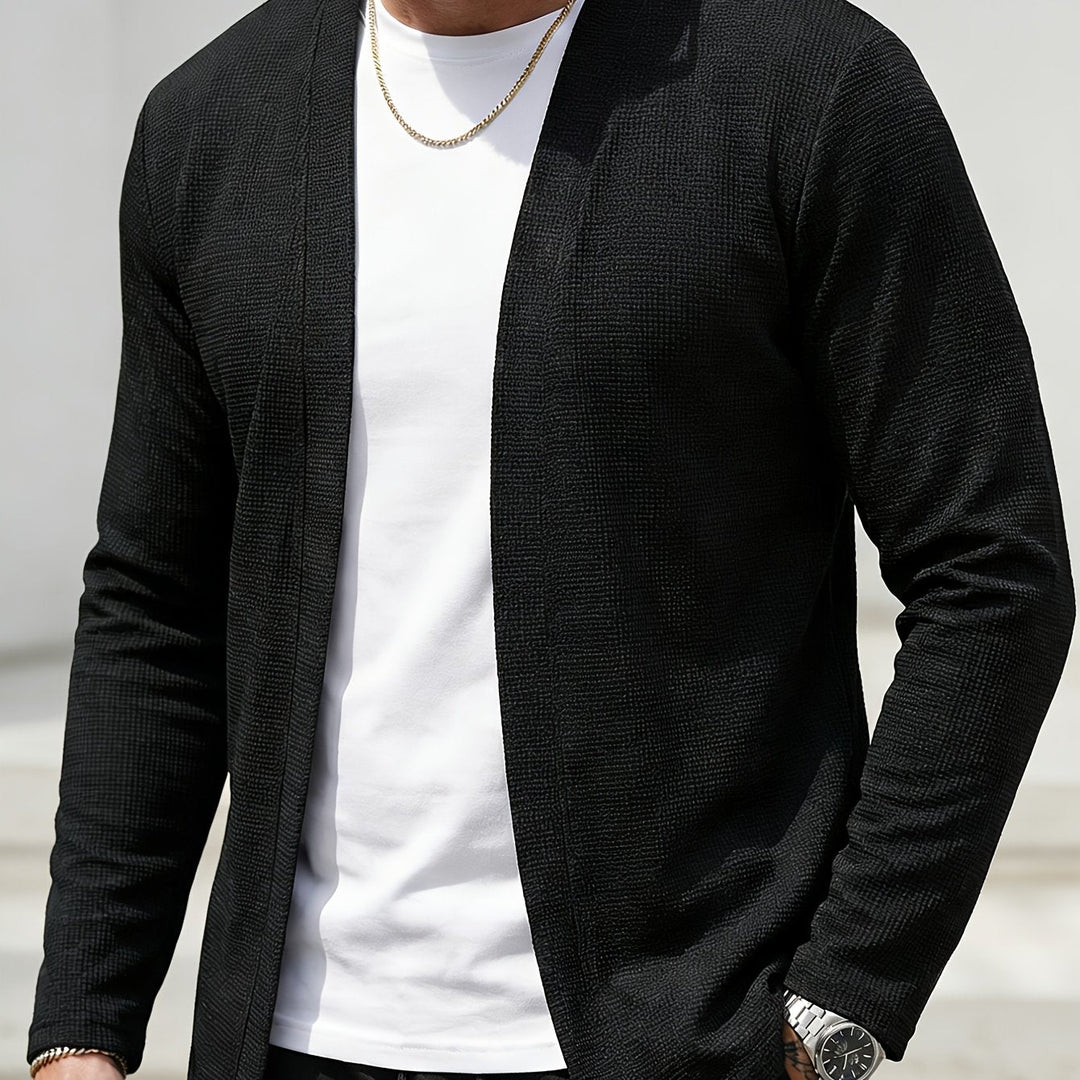 Garvond | Herren Strickjacke Offen Cardigan - Black - Image 1