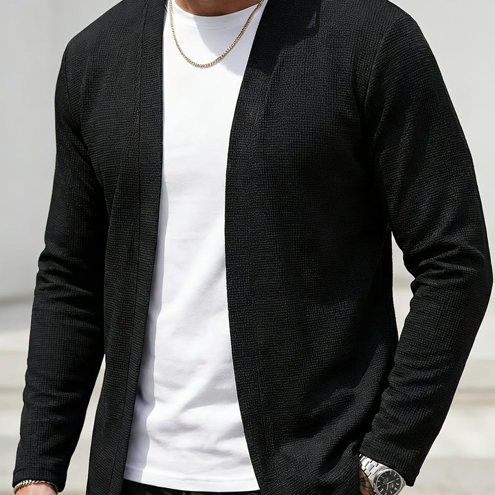 Garvond | Herren Strickjacke Offen Cardigan - Black - Image 1
