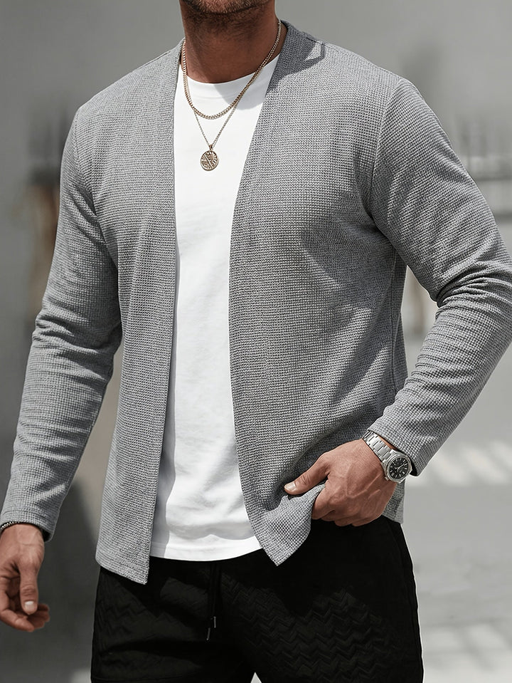 Garvond | Herren Strickjacke Offen Cardigan - Black - Image 10