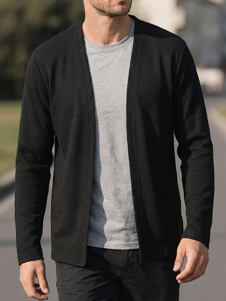 Garvond | Herren Strickjacke Offen Cardigan - Black - Image 4