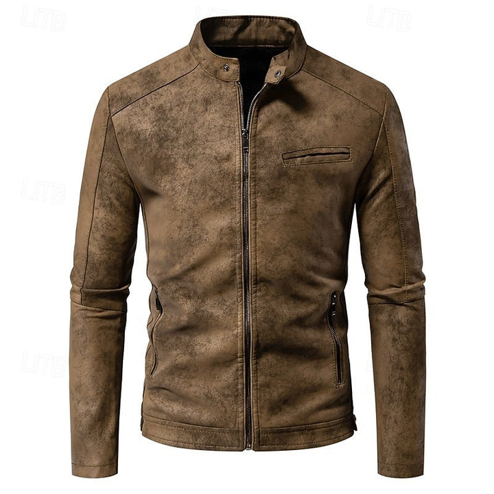 Garvund | Herren Lederjacke Vintage Bikerjacke - Brown - Image 1