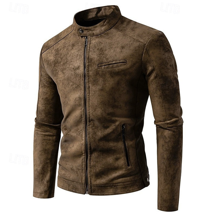 Garvund | Herren Lederjacke Vintage Bikerjacke - Brown - Image 2