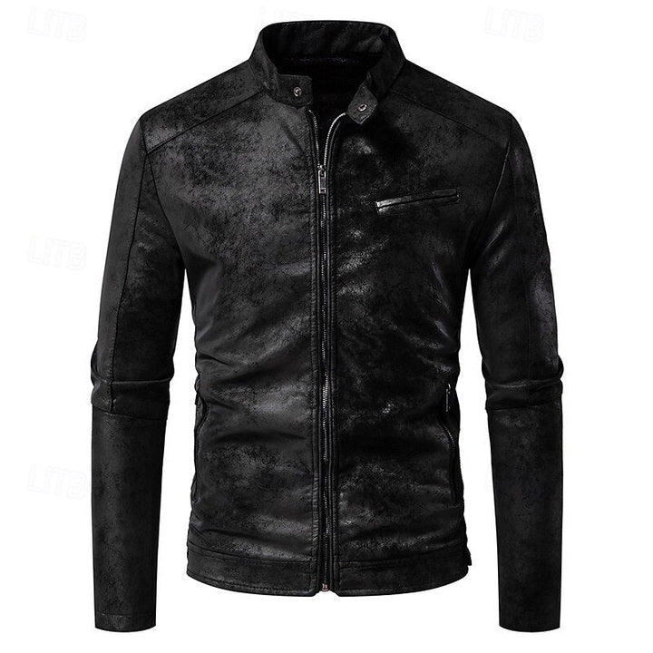 Garvund | Herren Lederjacke Vintage Bikerjacke - Brown - Image 4