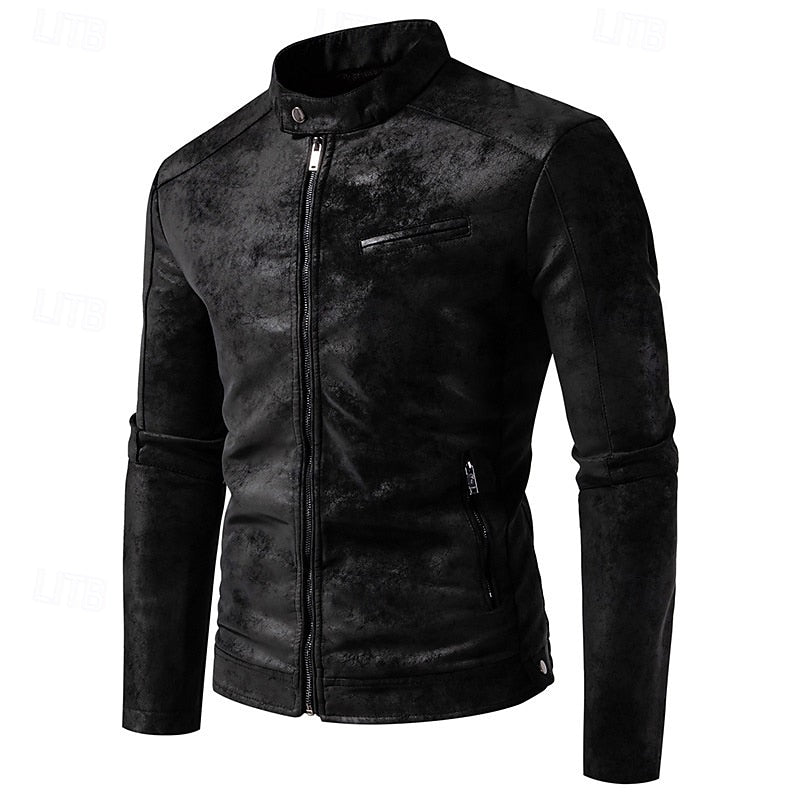 Garvund | Herren Lederjacke Vintage Bikerjacke - Brown - Image 5