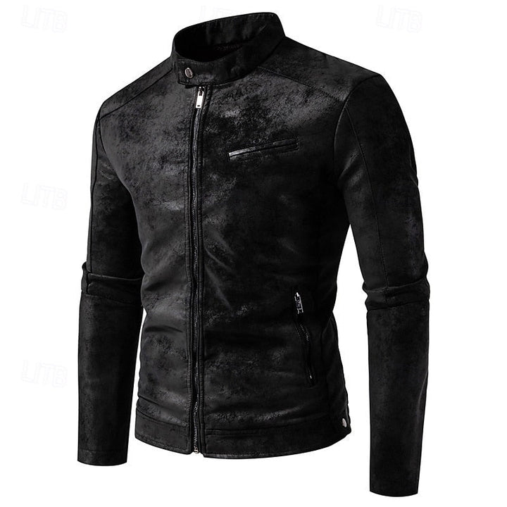 Garvund | Herren Lederjacke Vintage Bikerjacke - Brown - Image 5