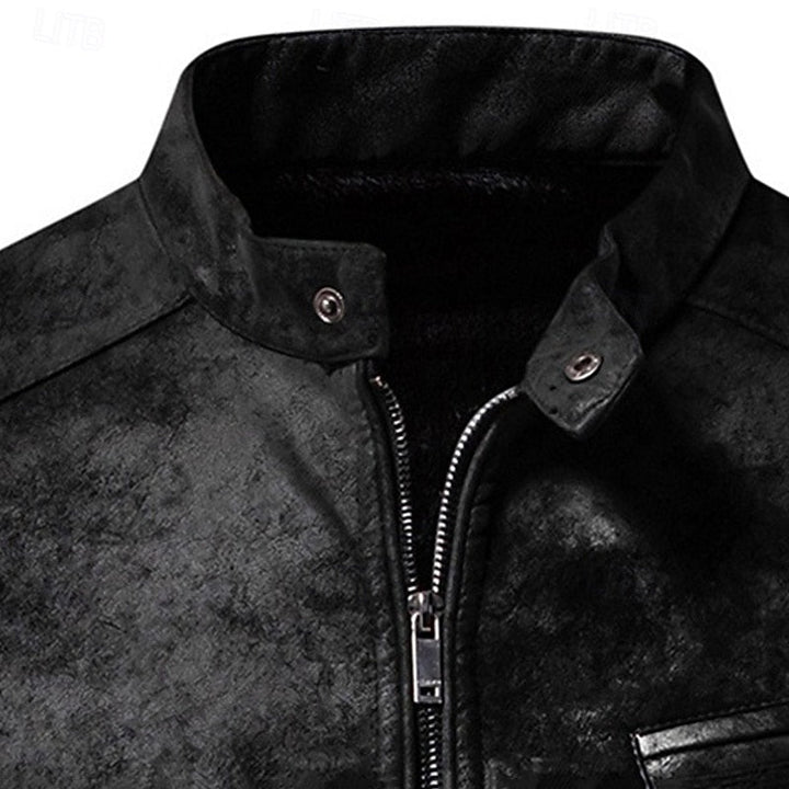 Garvund | Herren Lederjacke Vintage Bikerjacke - Brown - Image 6