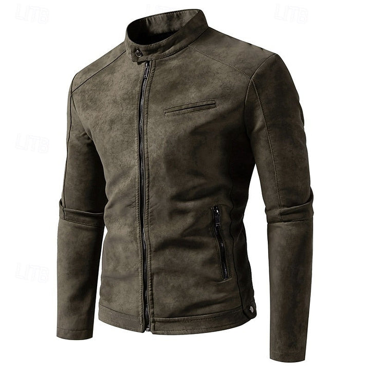 Garvund | Herren Lederjacke Vintage Bikerjacke - Brown - Image 7