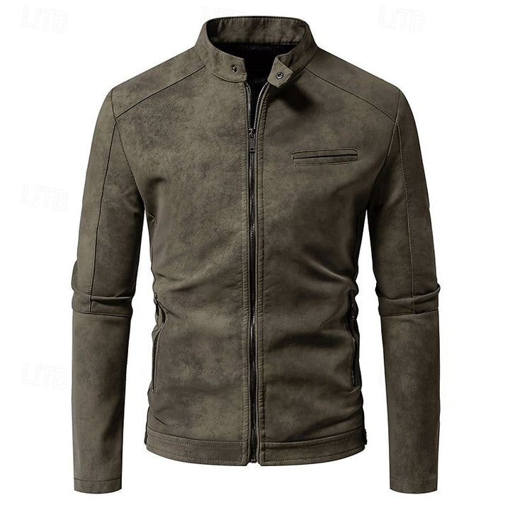Garvund | Herren Lederjacke Vintage Bikerjacke - Brown - Image 8