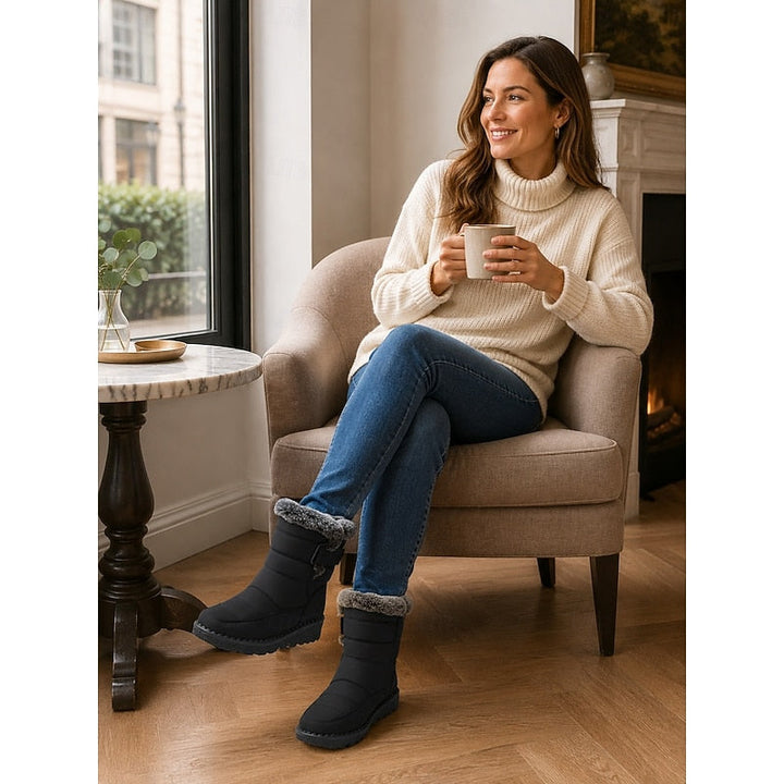 Gelvinde | Damen Winterschuhe Gefütterte Schneestiefel - Black - Image 12