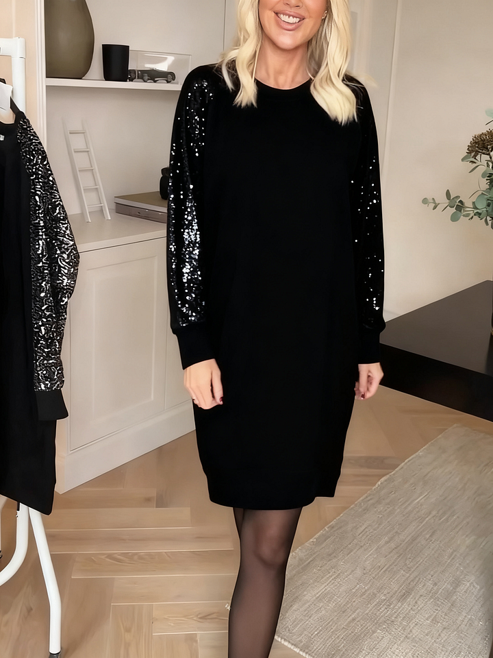 Gelvindra | Damen Festliches Kleid Pailletten-Ärmel - Image 2