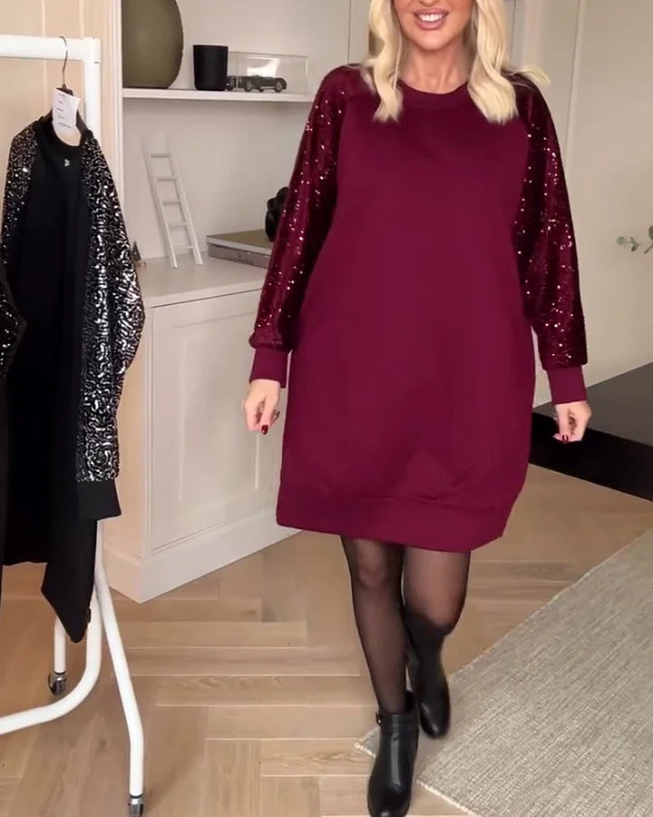 Gelvindra | Damen Festliches Kleid Pailletten-Ärmel - Image 4